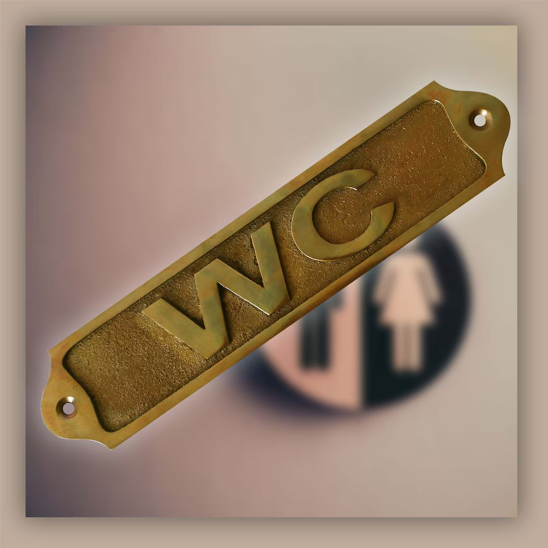 Solid Brass Door Signs - WC, Vintage Antique Victorian Cast Brass Metal Embossed Loo   Signs Old ... | Etsy (US)