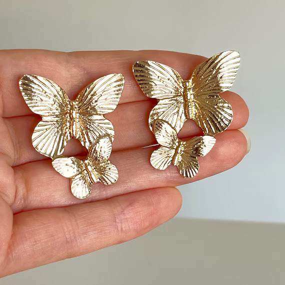 Gold Butterfly Earrings Statement Earrings Gold Butterfly | Etsy | Etsy (US)