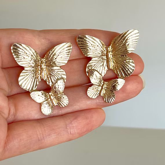 Gold Butterfly Earrings Statement Earrings Gold Butterfly | Etsy | Etsy (US)