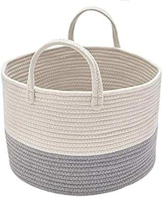 DOKEHOM Large Storage Baskets -15.7 Inches(D) x 9.8 Inches(H)- Cotton Rope Basket Woven Baby Laun... | Amazon (US)