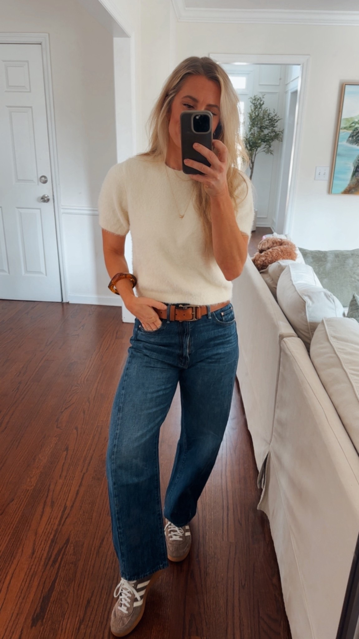 Short sleeve sweater medium
Favorite jeans in a new dark wash 

#LTKSeasonal #LTKgrwm #LTKootd