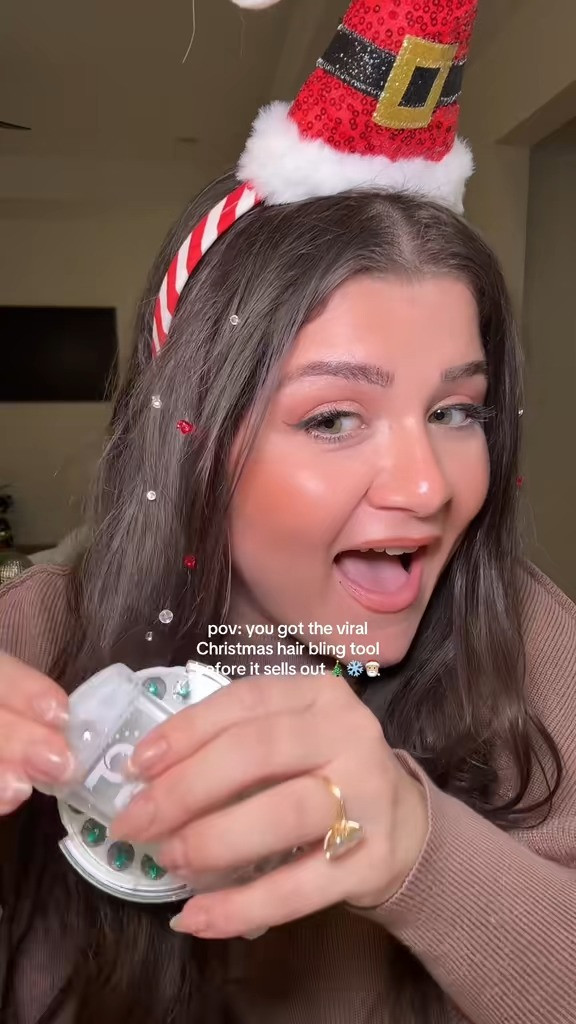 when you win Christmas because you score the viral hair blinger tool that makes the PERFECT stocking stuffer 🎄❤️🎅🏼✨ grab it below before it’s gone!! This is sooo cute and so much fun for all the holiday festivities or as a present ❤️ #blinger #stockingstuffer #hairgems #christmashair #giftsforher 

 

#LTKGiftGuide #LTKBeauty #LTKKids