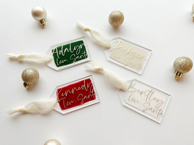 Christmas Gift Tag Personalized, Custom Acrylic Gift Tag, Personalized Christmas Gift Tag, Santa ... | Etsy (US)