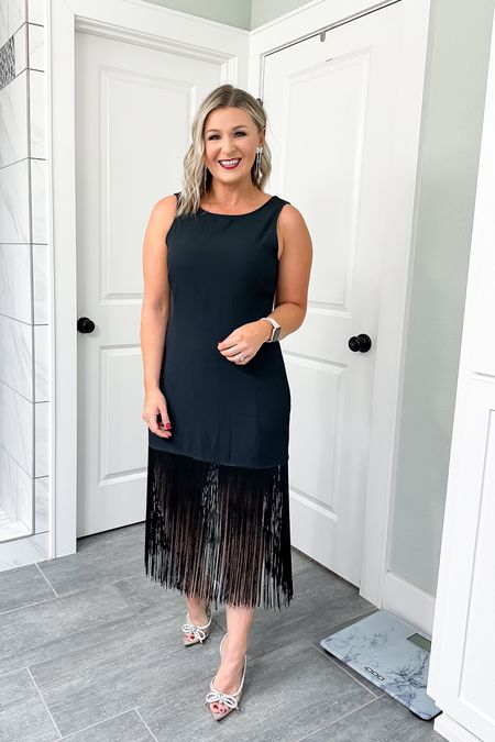 The fringe dress from my reel last night is so fun and could really be dressed up. It has a tailored fit and fabric. Scoops in the back you can wear a normal bra with it if it’s the right fit, especially if you do black. 

Wearing a medium petite 

#LTKfindsunder100 #LTKsalealert #LTKHoliday