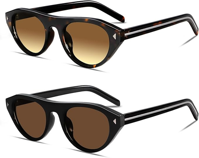 TYA Retro Oval Sunglasses for Women Men Trendy Narrow Shades Vintage Cat Eye UV400 Protection Sun... | Amazon (US)