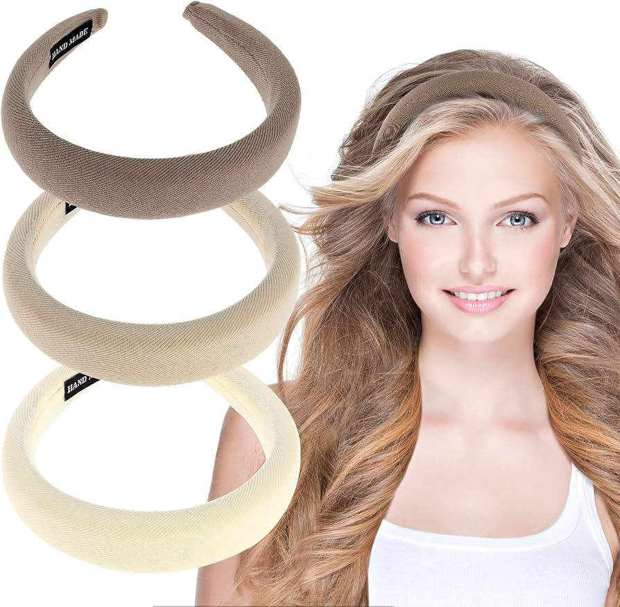 3 Pieces Wide Headbands for Women Hair Bands for Women Soft Padded Hairband Ladies Headbands Fash... | Amazon (UK)