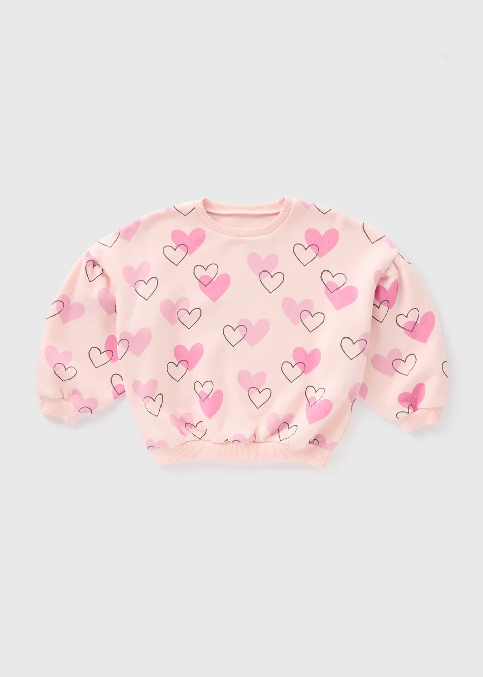 Girls Pink Heart Sweatshirt (1-7yrs) | Matalan (UK)
