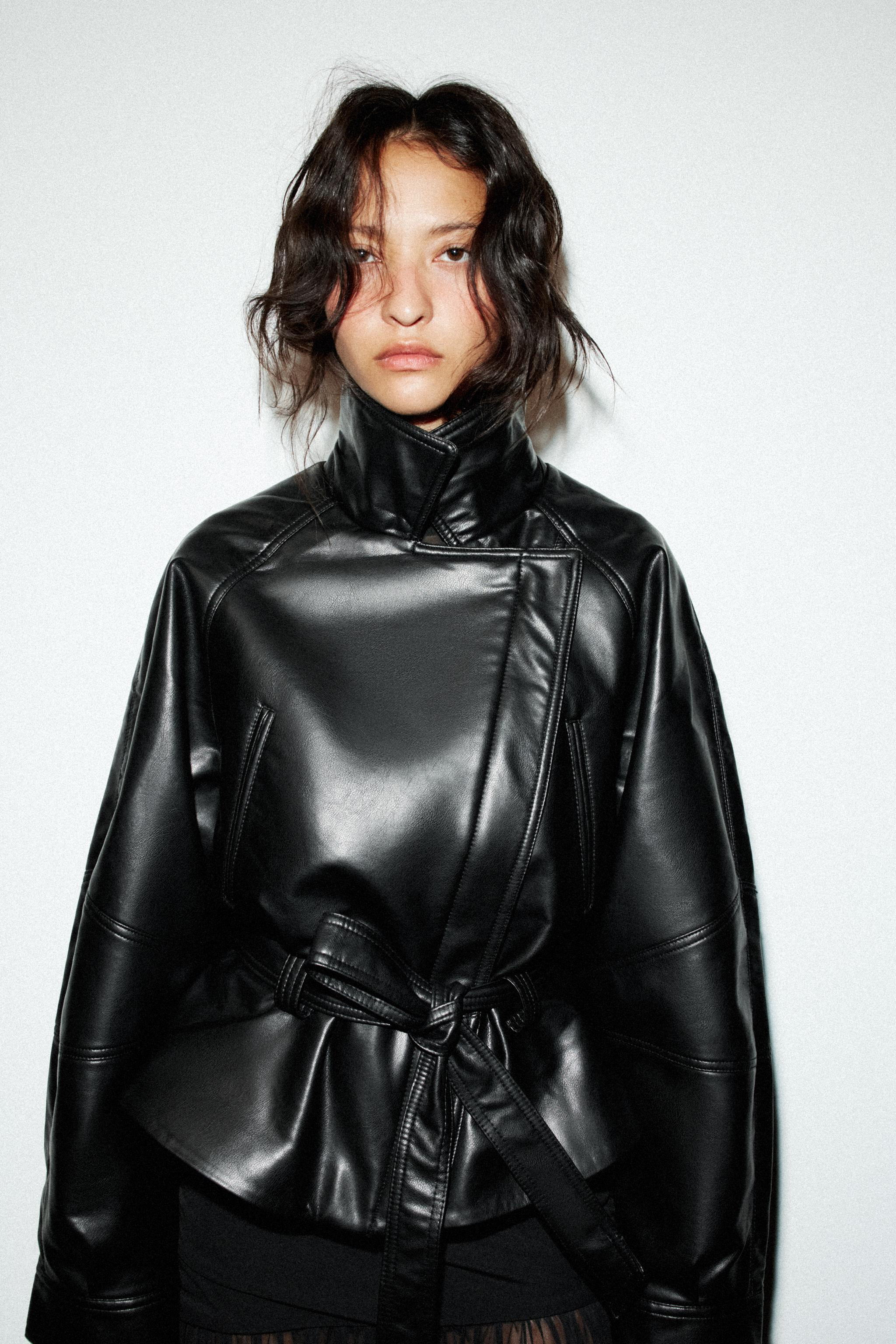 FAUX LEATHER PEPLUM JACKET | Zara US