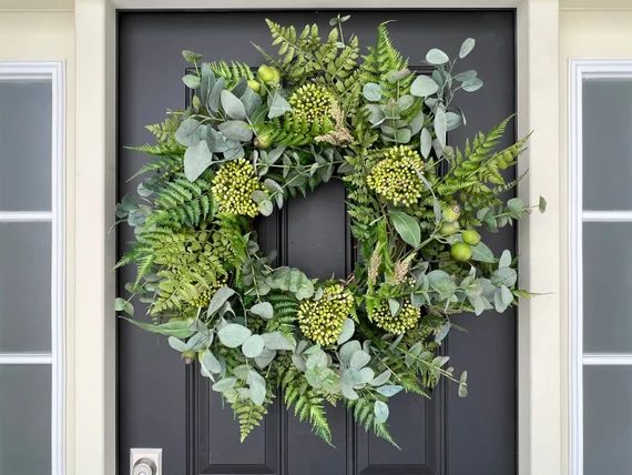 Fern and Eucalyptus Wreath Front Door Everyday Greenery - Etsy | Etsy (US)