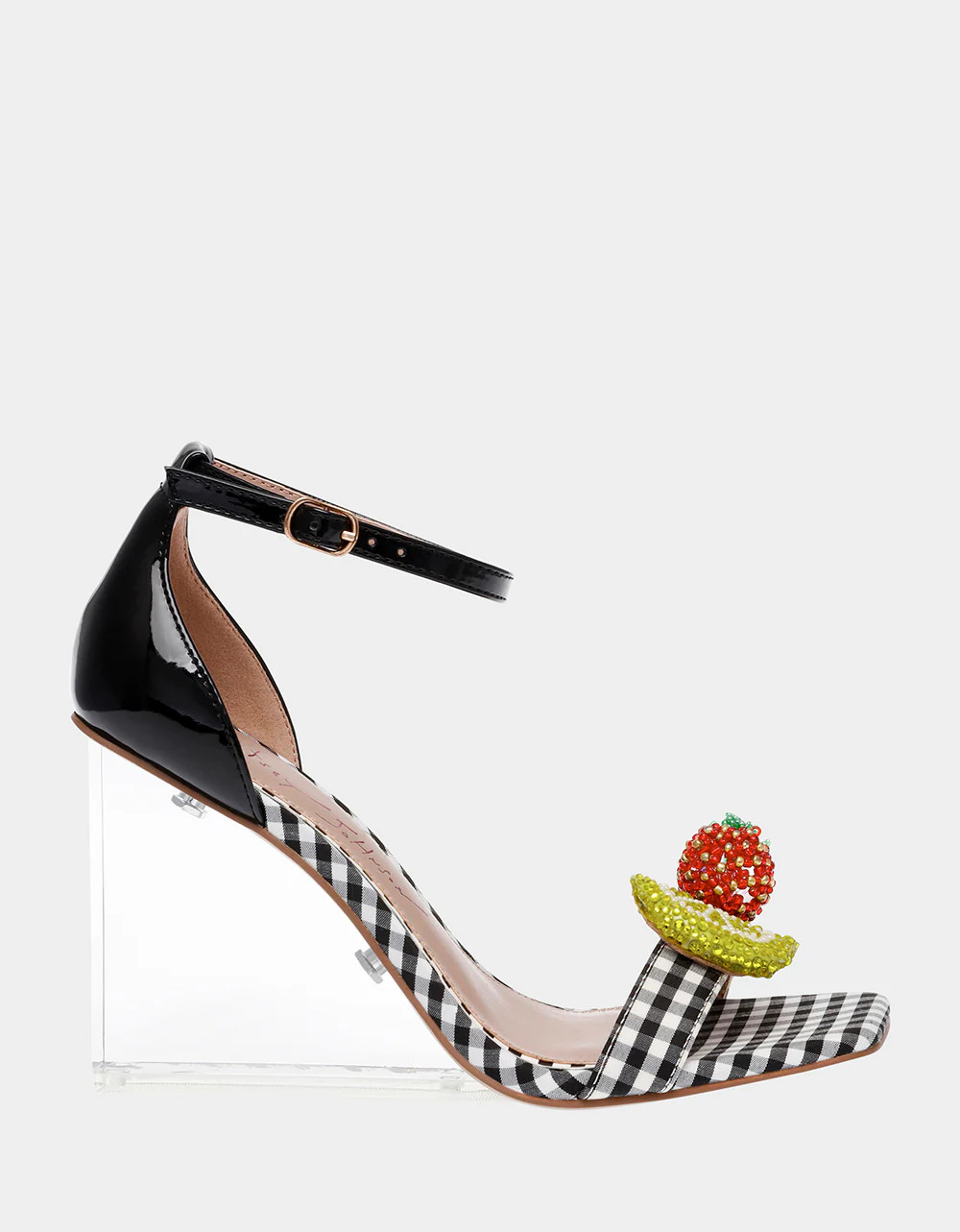 HARLEN BLACK MULTI Gingham Sandal | Women's Heels | Betsey Johnson