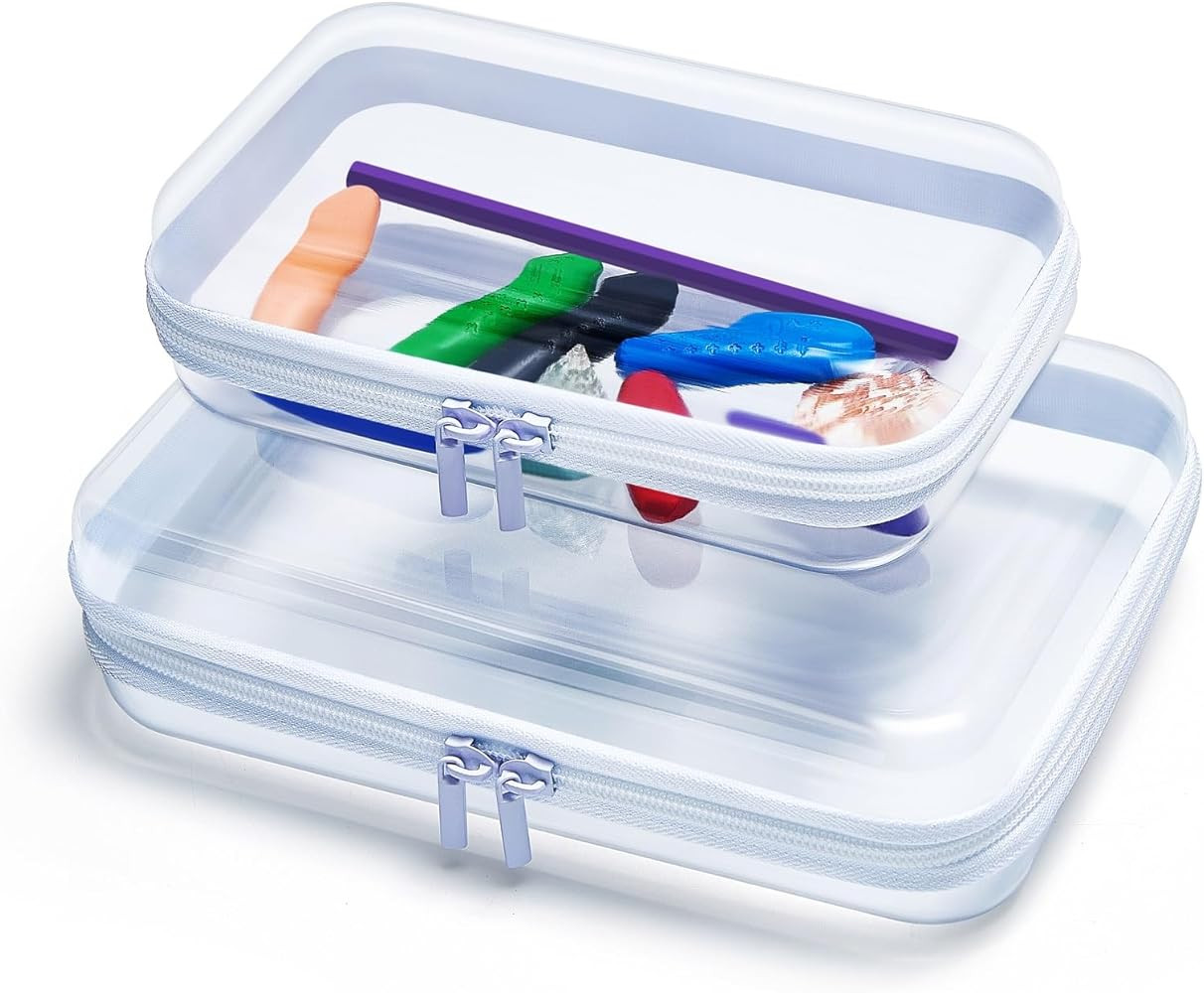 Clear Hard Shell Zipper Case, Upgraded Thicker Transparent Plastic Bins for Organizing, See Throu... | Amazon (US)