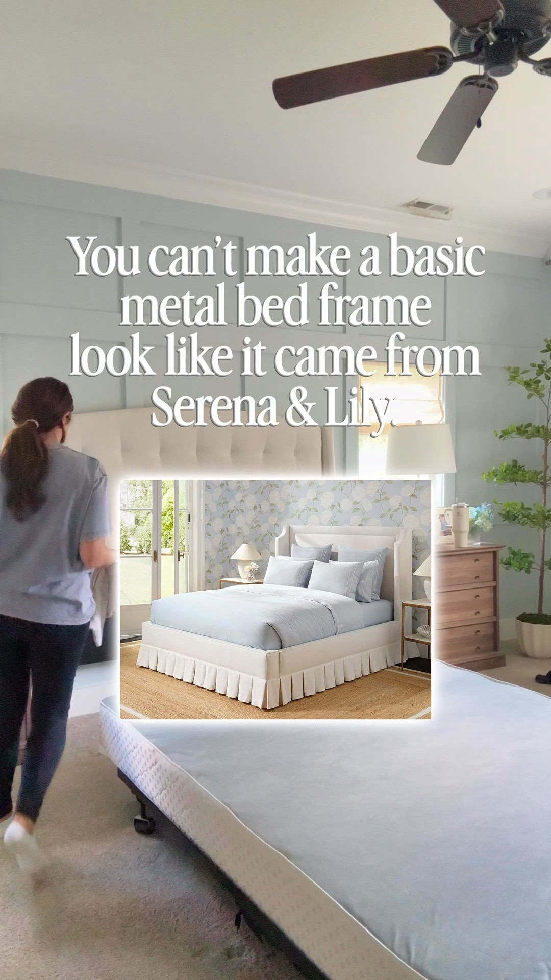 I wanted my basic metal bed to look like a beautiful upholstered designer bed… without actually buying a new bed. 😂

This linen bed skirt completely changed it. I searched Amazon for that tailored French box-pleated look, and this was the only one that comes close to the inspo. I also chose the color specifically to coordinate with my headboard so the two would visually read as one upholstered bed.

Exact pieces linked below. 🤍 
Bed skirt gifted by Biselina_bedding

Designer note: the bedskirt is linen, while my headboard fabric is not. If you want actual linen for your headboard to coordinate with the skirt, that’s certainly possible-I didn’t do that due to the cost of linen. 

👉Follow your designer friend who decorates on a budget.

metal bed frame makeover • Serena & Lily inspired bedroom • French box pleated bed skirt • linen bed skirt • designer bedroom on a budget • upholstered bed look • affordable bedroom refresh

#LTKHome