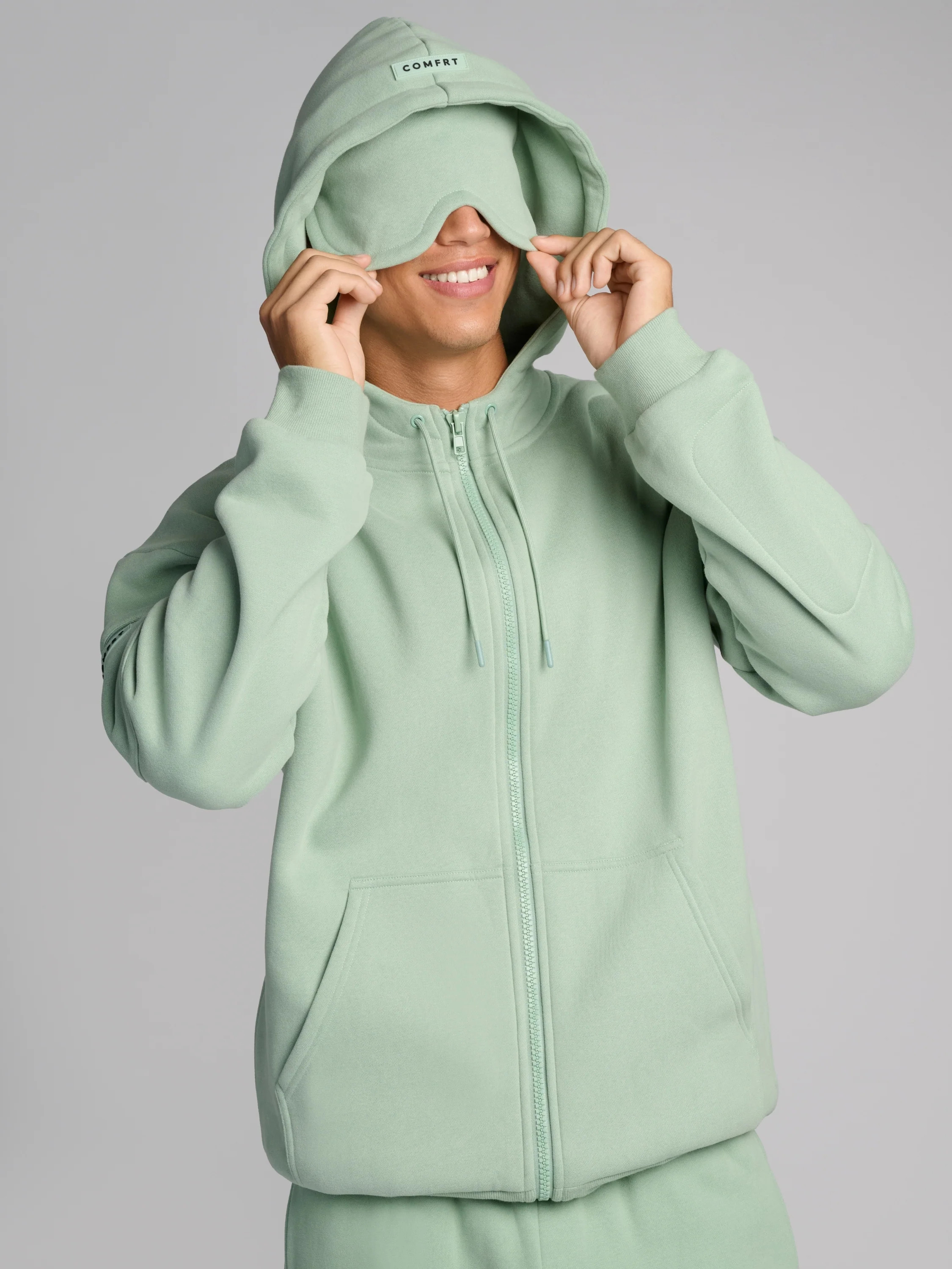 Comfrt Airplane Mode Travel Zip Hoodie | Aloe | Oversized | 3X | Comfrt