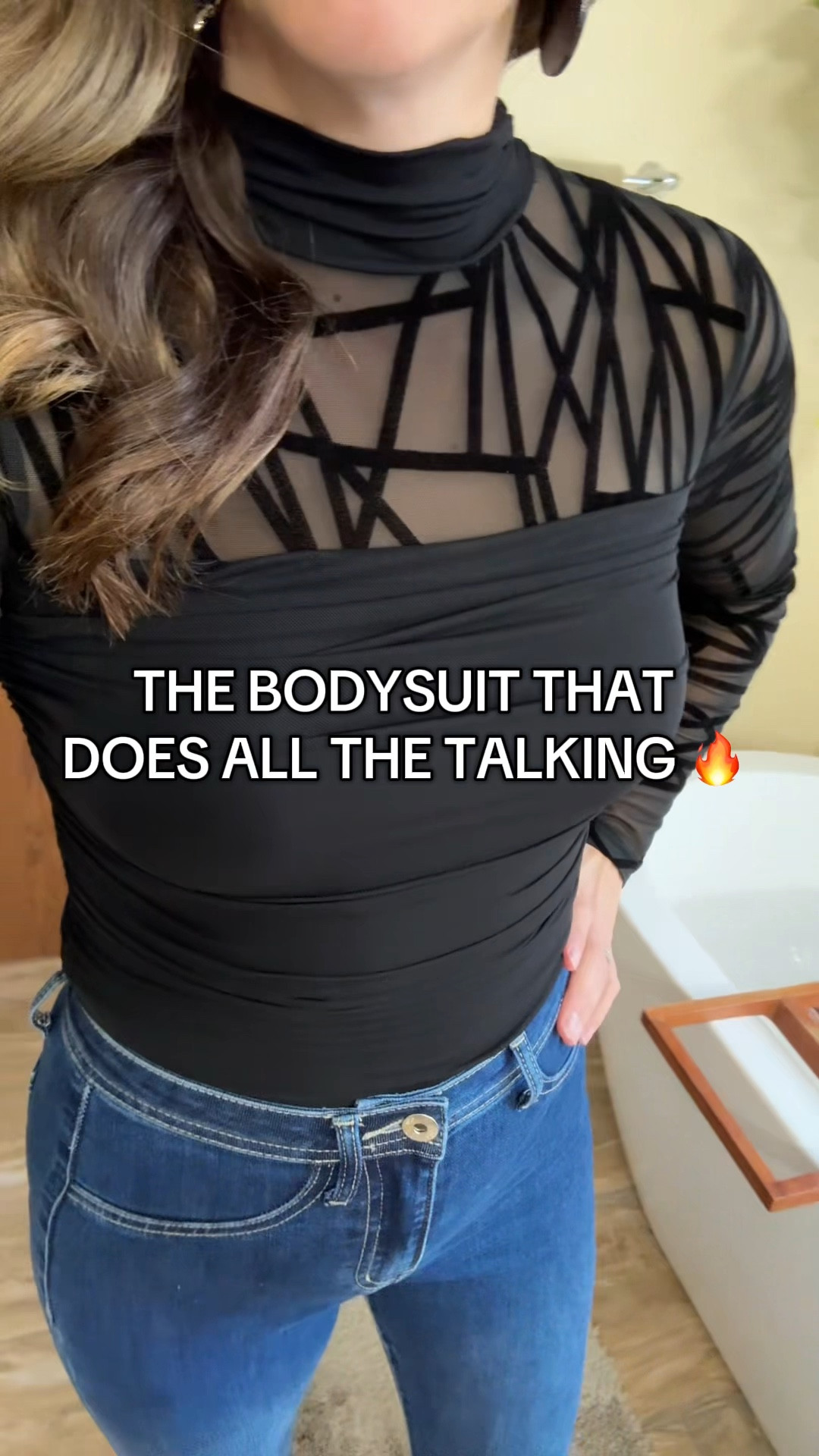 Serving all the sexy + sassy vibes tonight ✨ Sheer sleeves, mini turtleneck, ruching that snatches, and that sculpted tucked-in fit we love. Perfect for date night, girls night out, and all the holiday parties. #bodysuit #datenightoutfit #holidayoutfit #outfitinspo #girlsnightoutfit 

#LTKFindsUnder50 #LTKGiftGuide #LTKootd