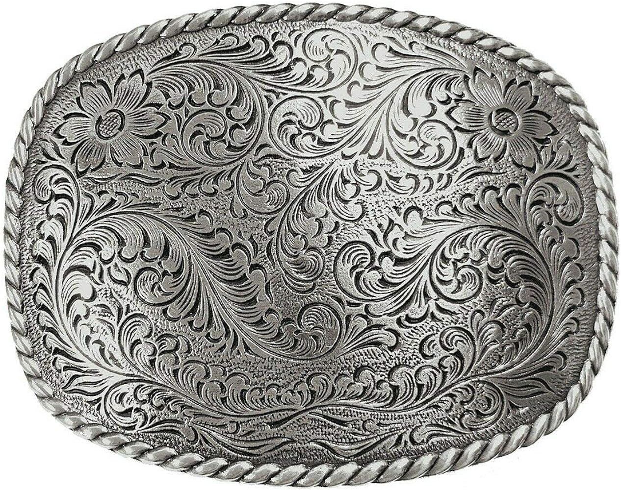 Western Antique Floral Engraved Rope Edge Design Belt Buckle Fits 1-1/2"(38mm) Wide Belt | Amazon (US)