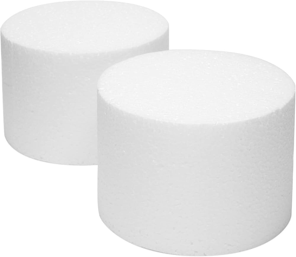 2 Pack Foam Cake Dummies, 6x4 Inch Dummy Rounds for Decorating, Fake Wedding Cake | Amazon (US)