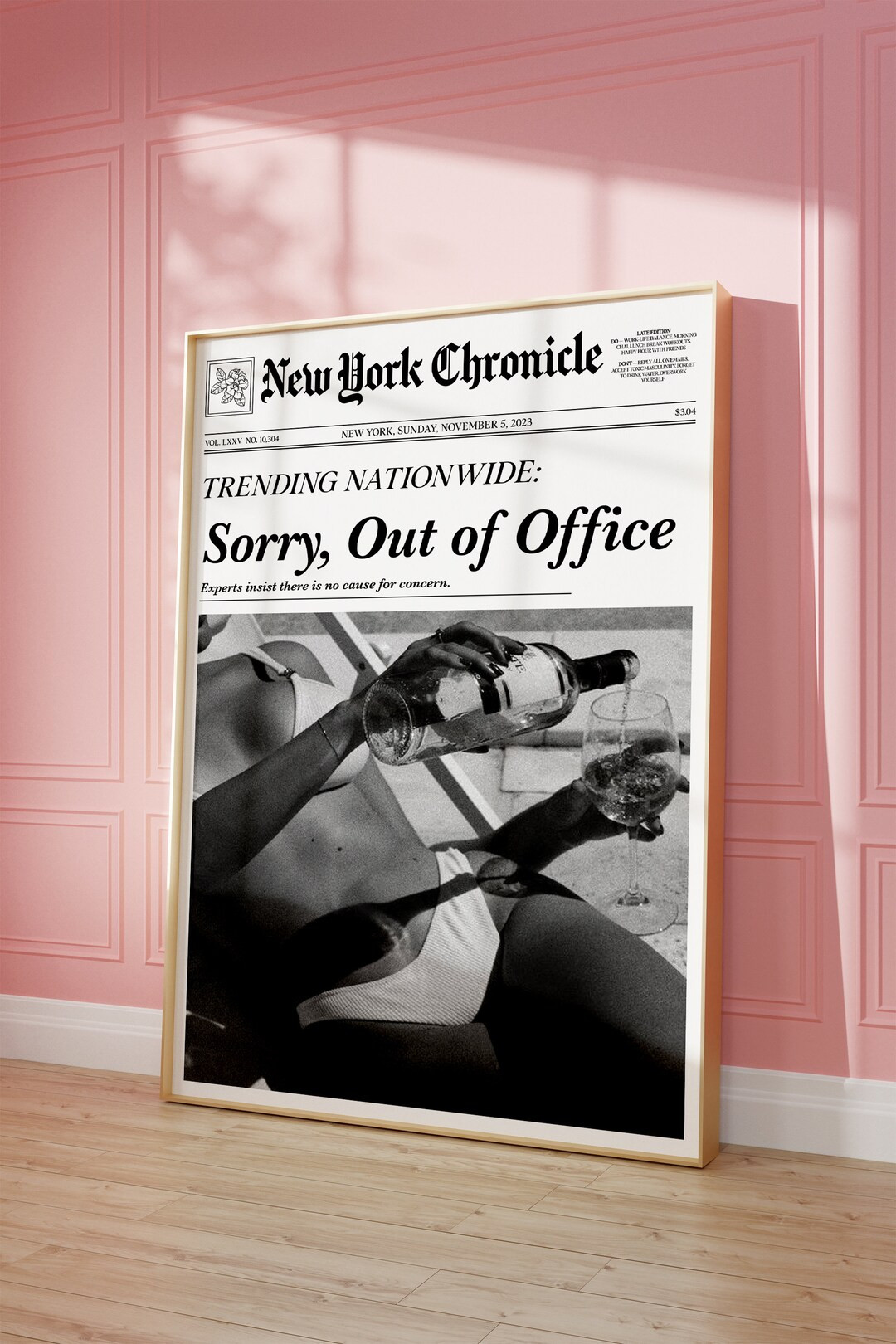 Trendy Newspaper Wall Art, New York News Print Vintage Bar Cart, It Girl Dorm Retro Wall Art New ... | Etsy (US)