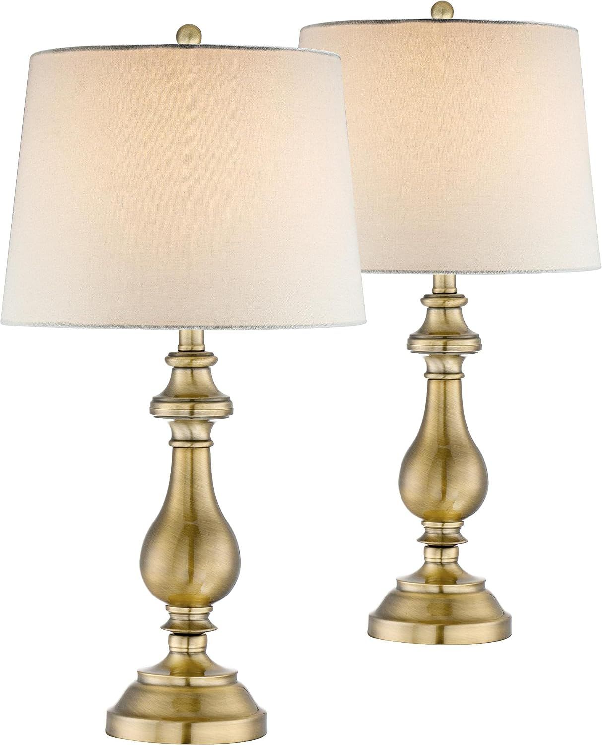 Regency Hill Fairlee Traditional Candlestick Style Table Lamps 26" High Set of 2 Antique Brass Go... | Amazon (US)