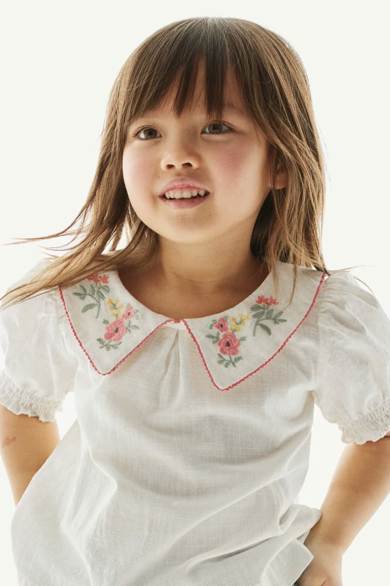 Embroidered-motif Blouse - Cream - Kids | H&M US | H&M (US + CA)