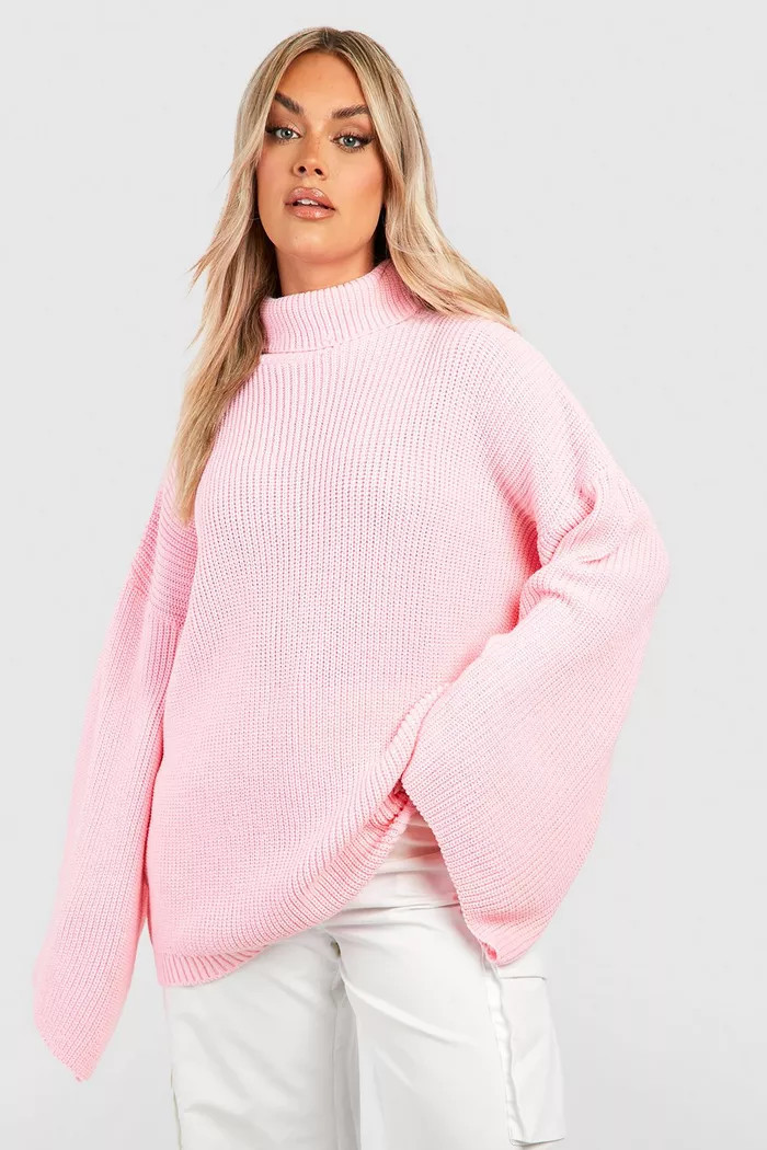 Plus Knitted Turtleneck Sweater | Boohoo.com (US & CA)