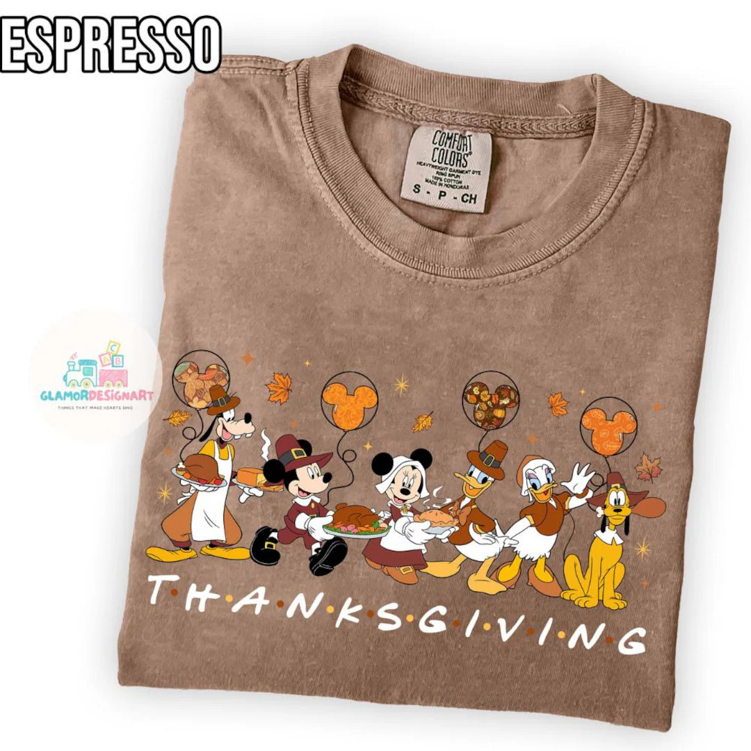 Comfort Colors Mickey and Friends Thanksgiving Shirt, Disney Thanksgiving T-shirt, Happy Thanksgi... | Etsy (US)