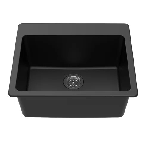 Karran Karran Quartz 25'' X 22'' Single Bowl Drop-in Kitchen Sink | Wayfair | Wayfair North America