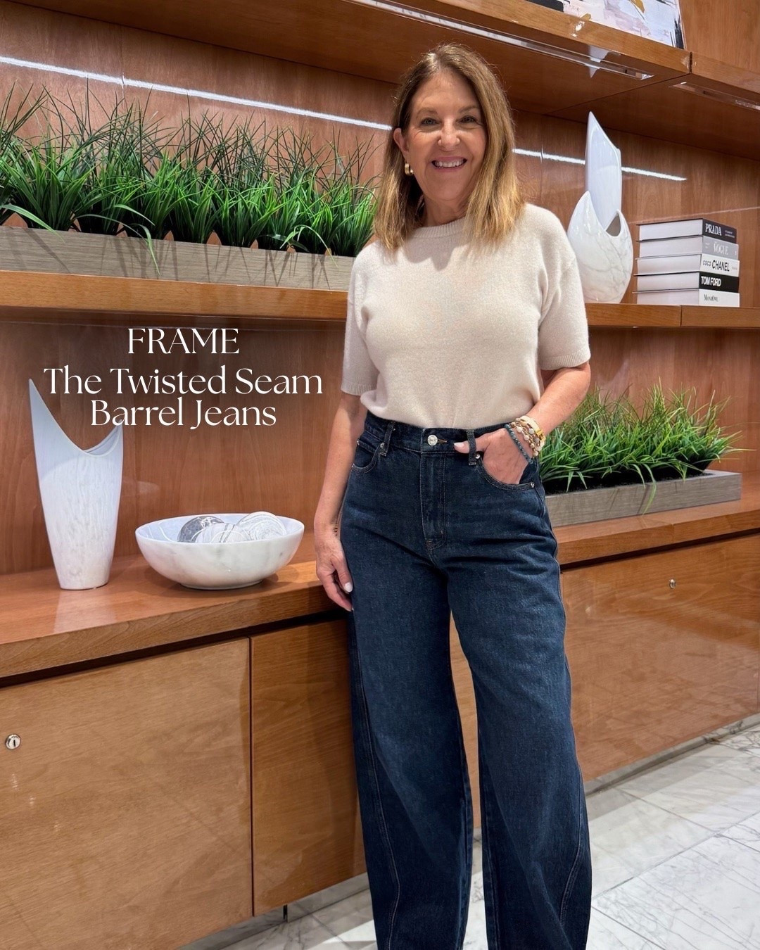 My look is still in stock and on sale @Nordstrom! Frame - the twisted-seam, bow-high-waisted barrel jeans. This style is so cute and looks great on my tall friends as well as my petite friends.  It runs big, so size down.

#LTKootd #LTKSeasonal #LTKSaleAlert