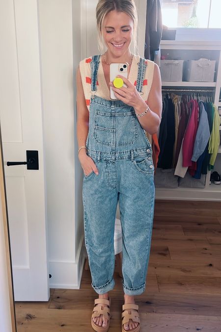The Free People ziggy overalls live up to the hype!! Top is also Free People and on sale. Also these amazon sandals are so comfy and remind me a little of my beloved pillow slippers — lots of cushioning but still super cute. 

#LTKsalealert #LTKfindsunder100 #LTKfindsunder50