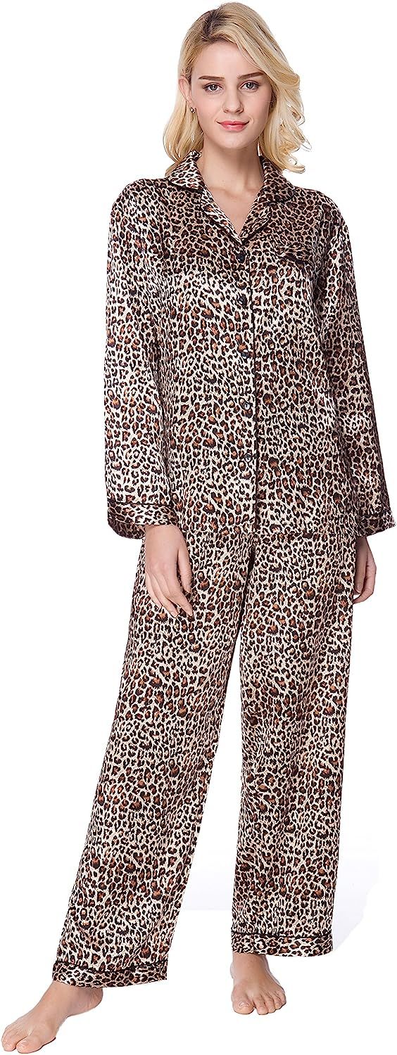 Lavenderi Women's Long Sleeve Premium Satin Pajama Set | Amazon (US)