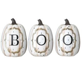 13" White Boo Pumpkin Set | Michaels Stores