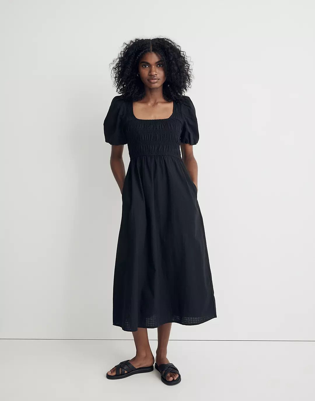 Lucie Puff-Sleeve Midi Dress | Madewell