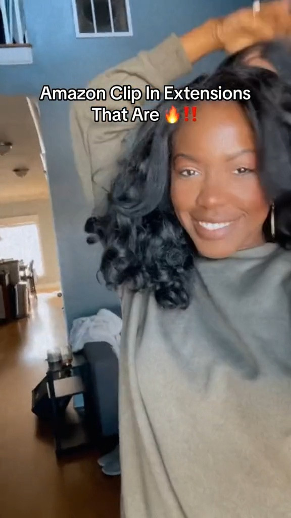 Synthetic clip in hair extensions that match natural hair so good! 