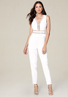 White Genevieve Jumpsuit | Bebe (Global)