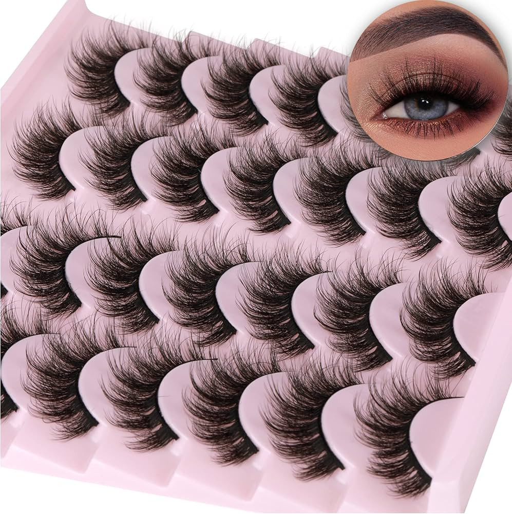 14 Pairs Wispy Mink Lashes Fluffy Eye Lashes Natural Look 5D Volume 16mm Fake Eyelashes Pack by T... | Amazon (US)