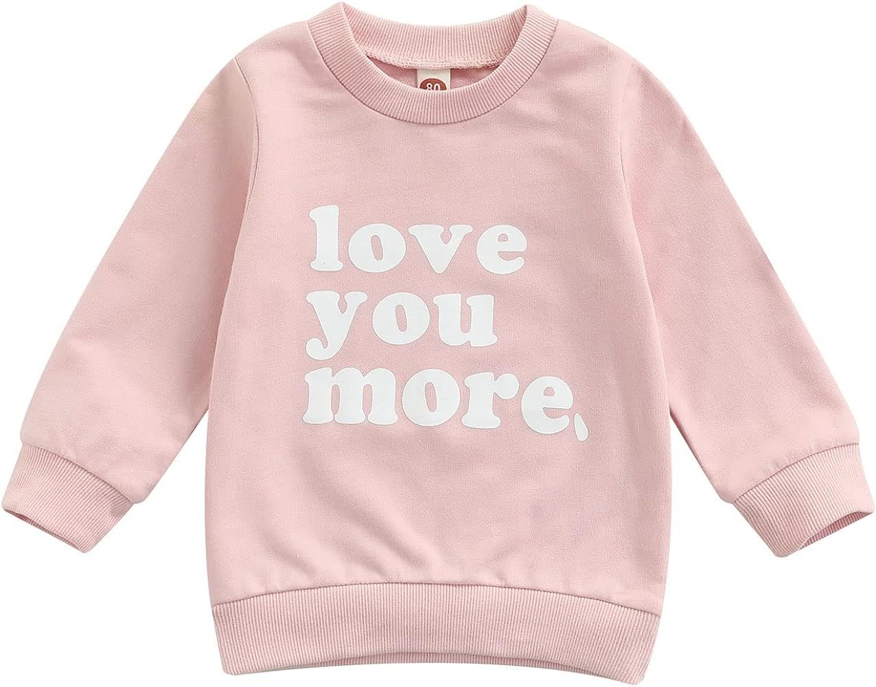 BeQeuewll Infant Toddler Boys Girls Crewneck Sweatshirt Love You More Letter Printed Long Sleeve ... | Amazon (US)