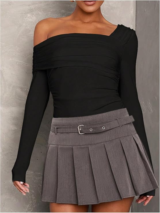 SweatyRocks Body de un hombro para mujer, manga larga, asimétrico, espalda descubierta, leotardo | Amazon (US)