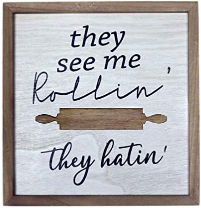 HOMirable Funny Kitchen Wall Décor, They See me Rollin They Hatin, Kitchenware Wood Sign, Farmho... | Amazon (US)