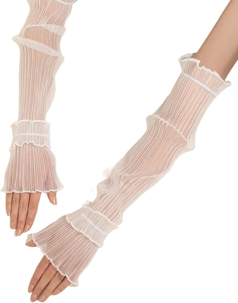 Women's Long Mesh Tulle Gloves Sheer Party Opera Elbow Length Gloves for Wedding Bridal Dance Par... | Amazon (US)