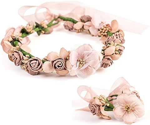LONGBLE Bride Rose Flower Floral Garland Headband Crown Wedding Bridal Photography Travel Holiday... | Amazon (US)