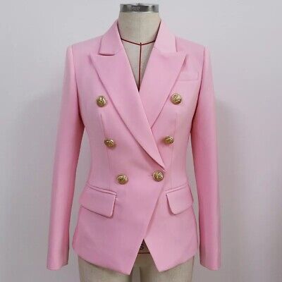 Double Breasted Pastel Pink Blazer With Gold Buttons Slim Fit Luxury Jacket | eBay AU