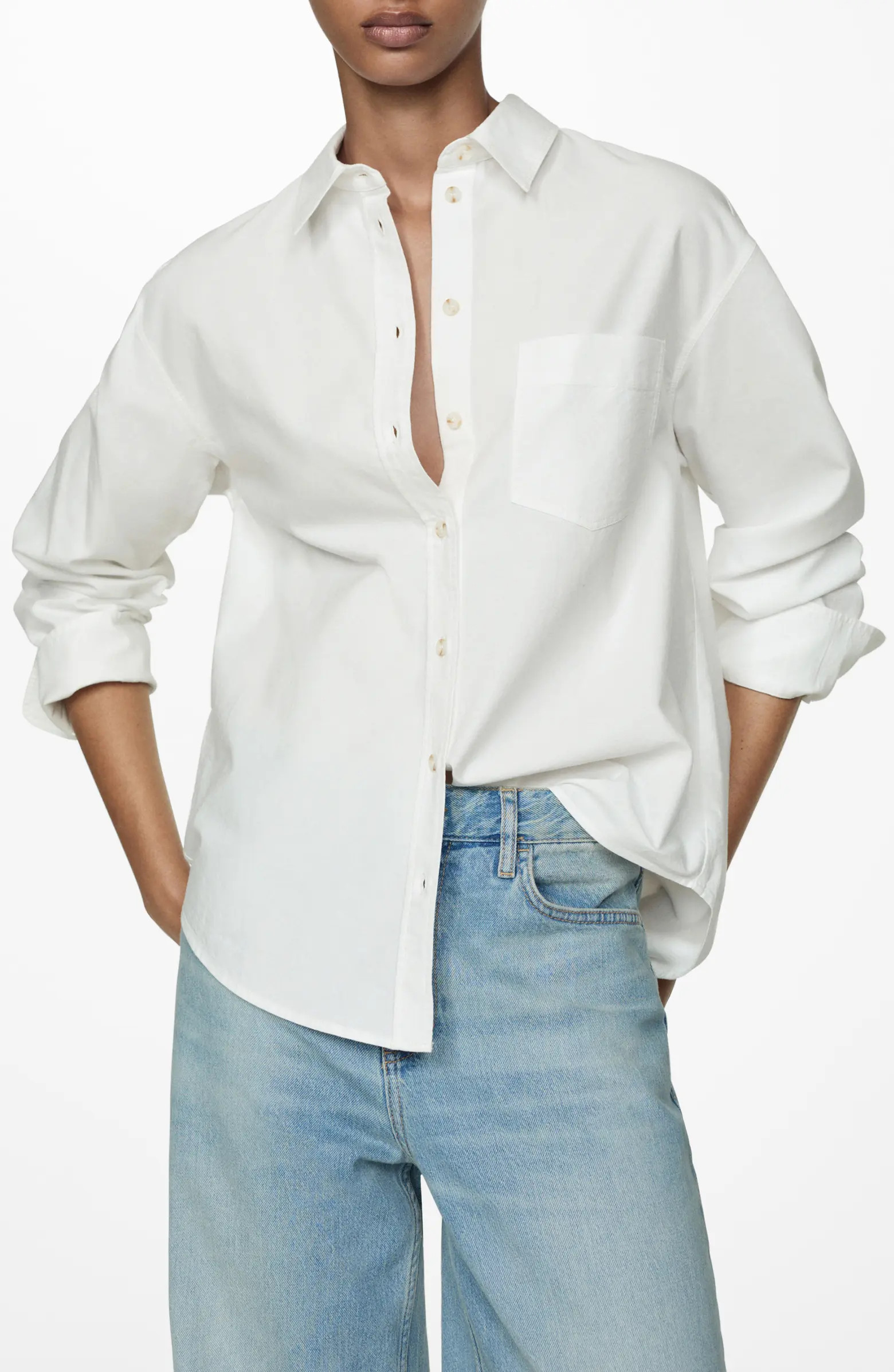 MANGO Cotton Button-Up Shirt | Nordstrom | Nordstrom