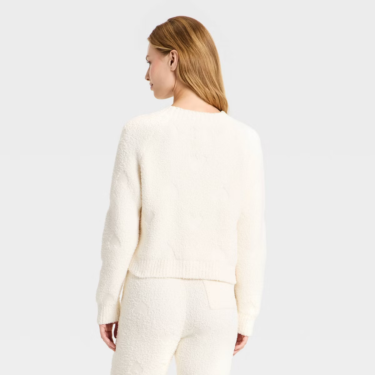 Women's Valentine's Day Embossed Boucle Sweatshirt - JoyLab™ Cream | Target