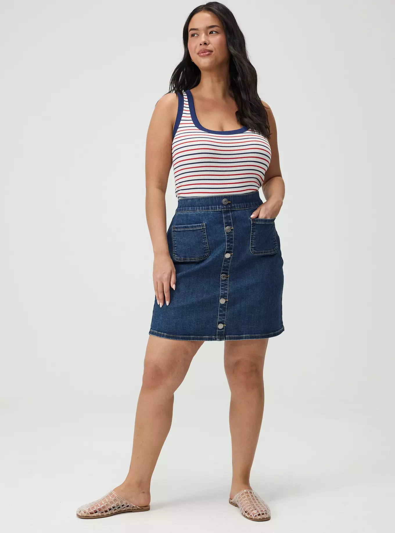 Denim Button Front Mini Skirt | Torrid (US & Canada)