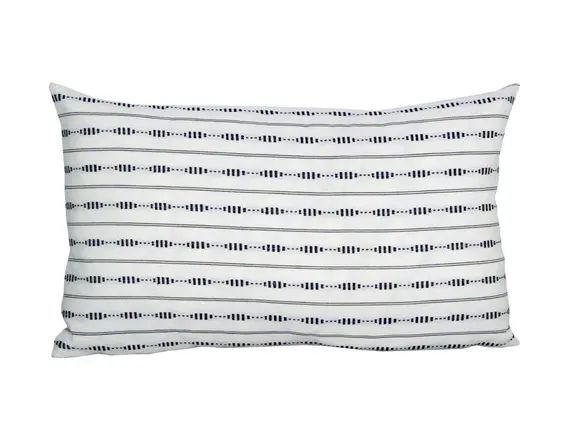 Rania Stripe lumbar pillow cover in Black | Etsy (US)