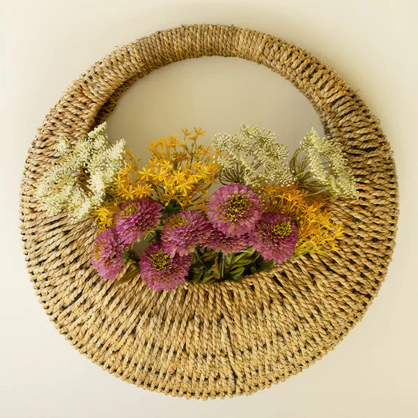 Handwoven Natural Seagrass Wall Basket Planter Door Hanger - Decor Steals | Decor Steals