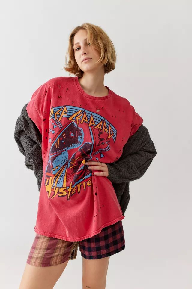Def Leppard Hysteria Distressed T-Shirt Dress | Urban Outfitters (US and RoW)