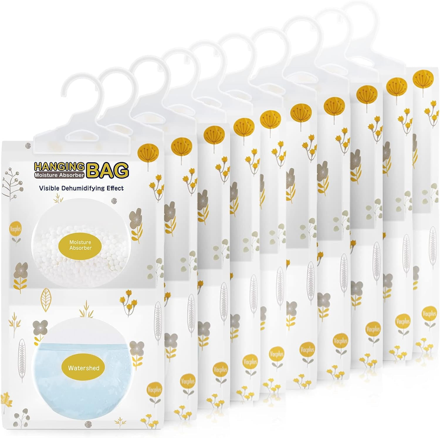 Vacplus Moisture Absorbers, Hanging Closet Dehumidifier Bags, Humidity Packs, Desiccant, Closet D... | Amazon (US)