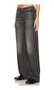 Rag & Bone Miramar Wide Leg Track Jeans in Washed Black from Revolve.com | Revolve Clothing (Global)