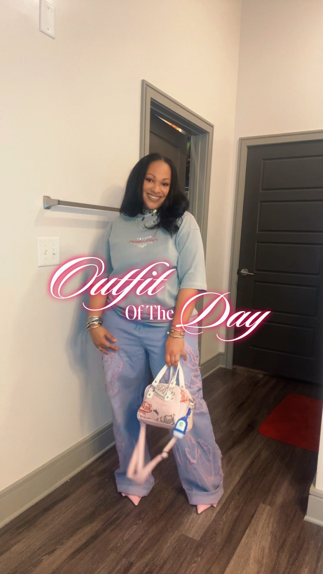A fun, casual fit for a fun date night—Perfect combo for my girlies that love pink & purple 💕💜

Top: thrifted ( @Goodwill Industries Intl.) 
Jeans: @Manfinity 
Shoes: @SHEINUS 
Bag: @Von Dutch 

#ootn #pink #purple #casualoutfits #fyp 

#LTKdayinmylife #LTKMidsize #LTKootd