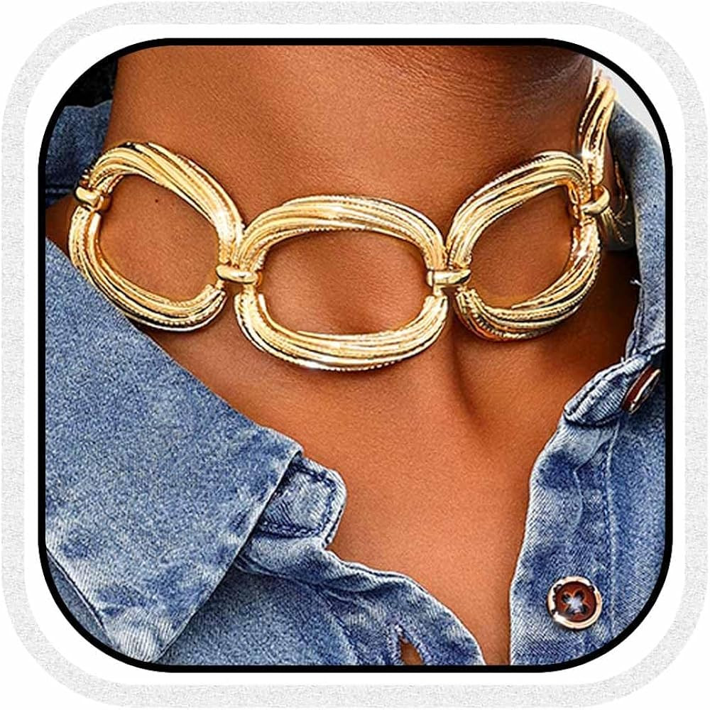 CLOACE Chunky Choker Necklace Gold Thick Necklaces Punk Cuban Chain Jewelry Accessories for Women | Amazon (US)